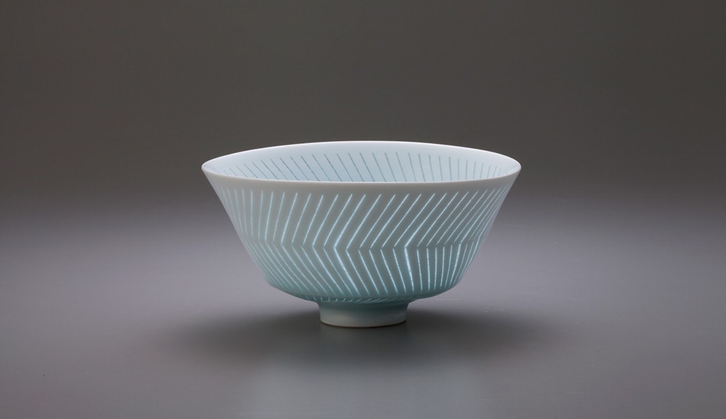 井倉幸太郎の美しい薄い胎の青磁の碗（煎茶など） 日本直売